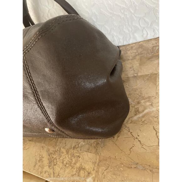 COACH large Mia/garnet brown Pleated texture Leather Carryall Shoulder Bag 13921 - Picture 8 of 10